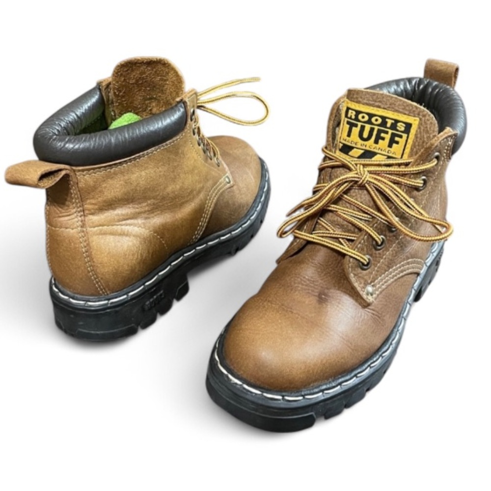 Roots Brown Leather Hiking Lace Boots Size 6 L